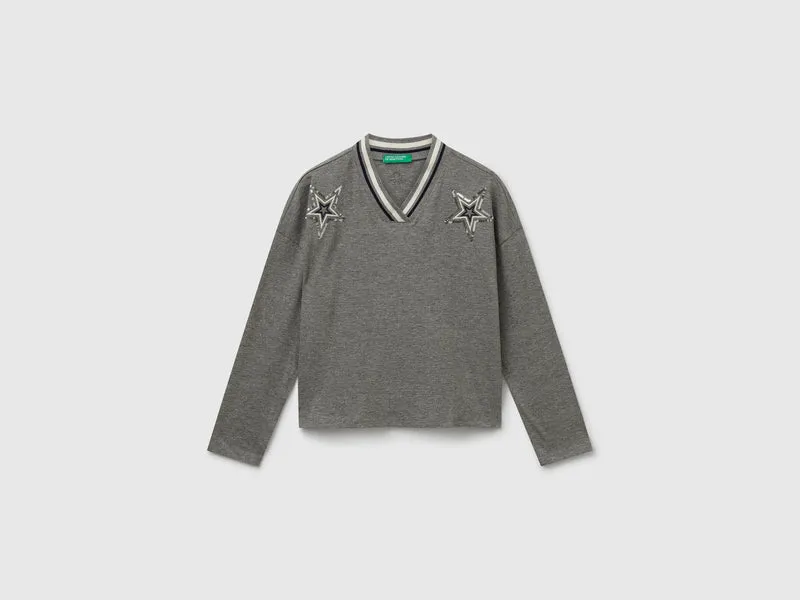 T-shirt con ricamo paillettes