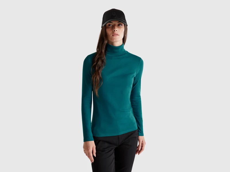 T-shirt a manica lunga con collo alto
