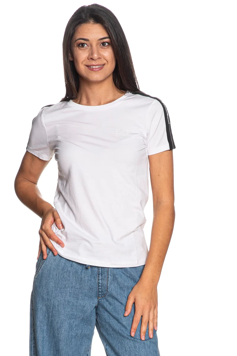 T Shirt Ea7 Lg Series Tape Da Donna Bianca