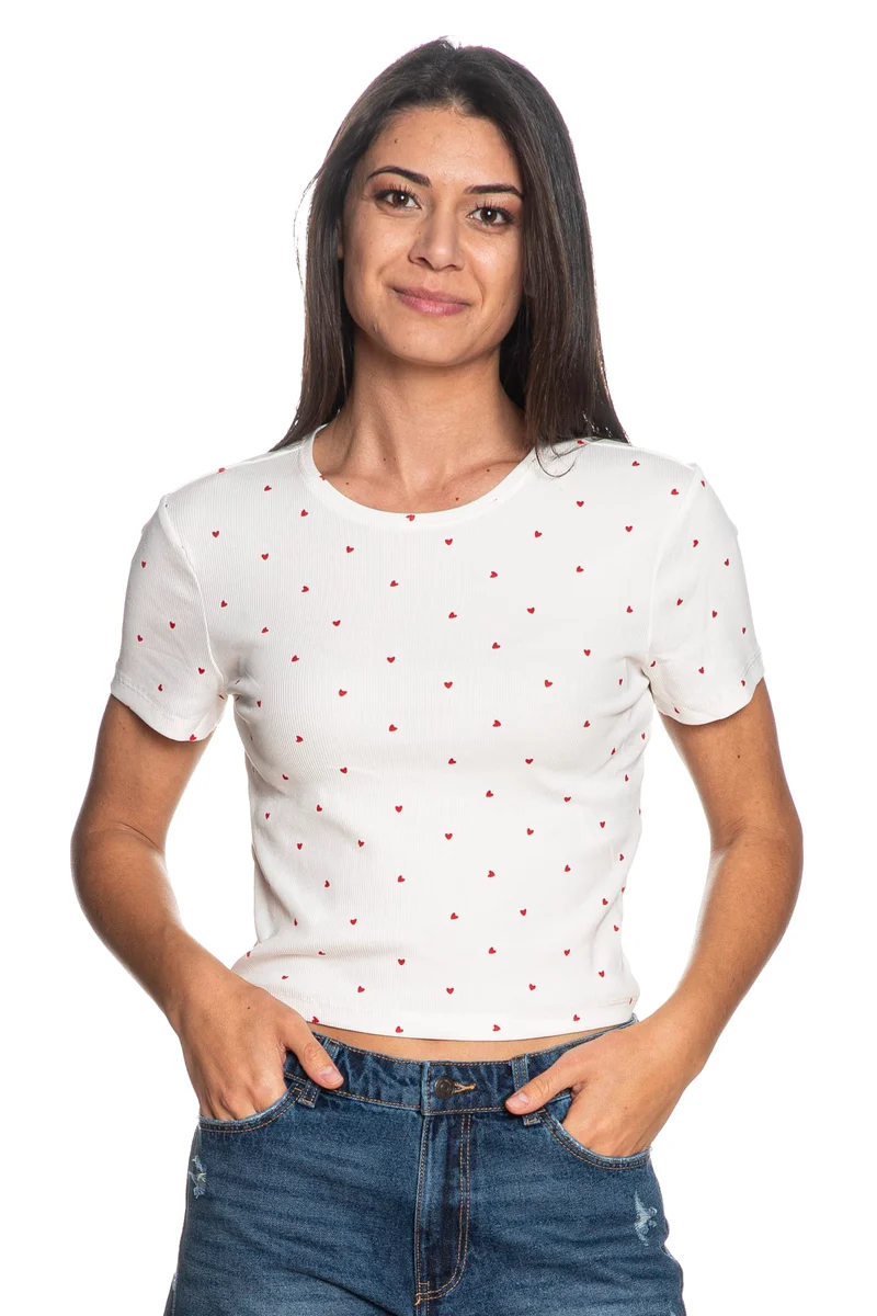 T Shirt Only Fenja Da Donna Panna Fantasia Rossa