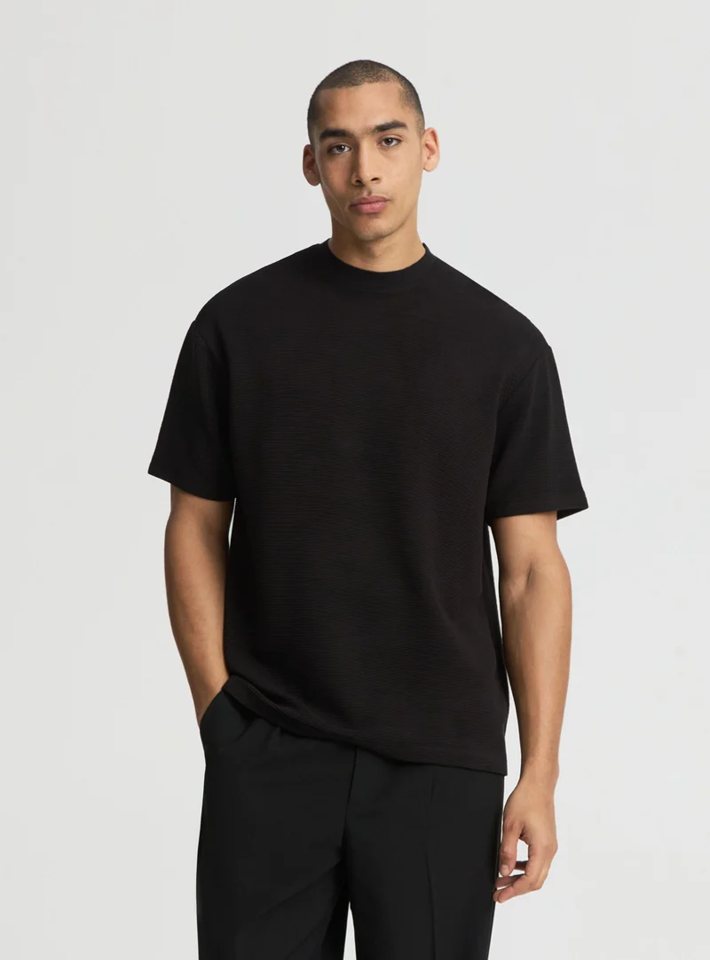 T-shirt in ottoman a tinta unita