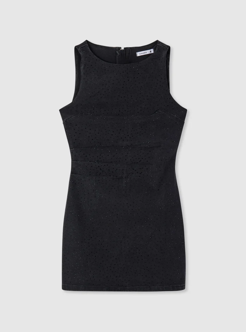 Vestito denim minidress con strass