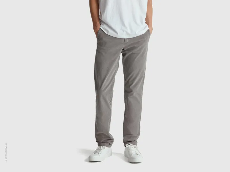 Pantaloni slim fit in velluto stretch