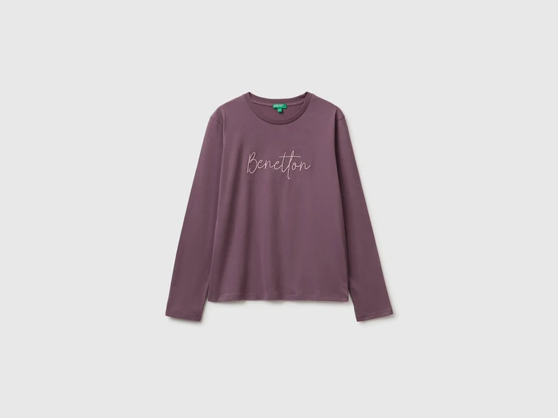T-shirt a manica lunga con ricamo