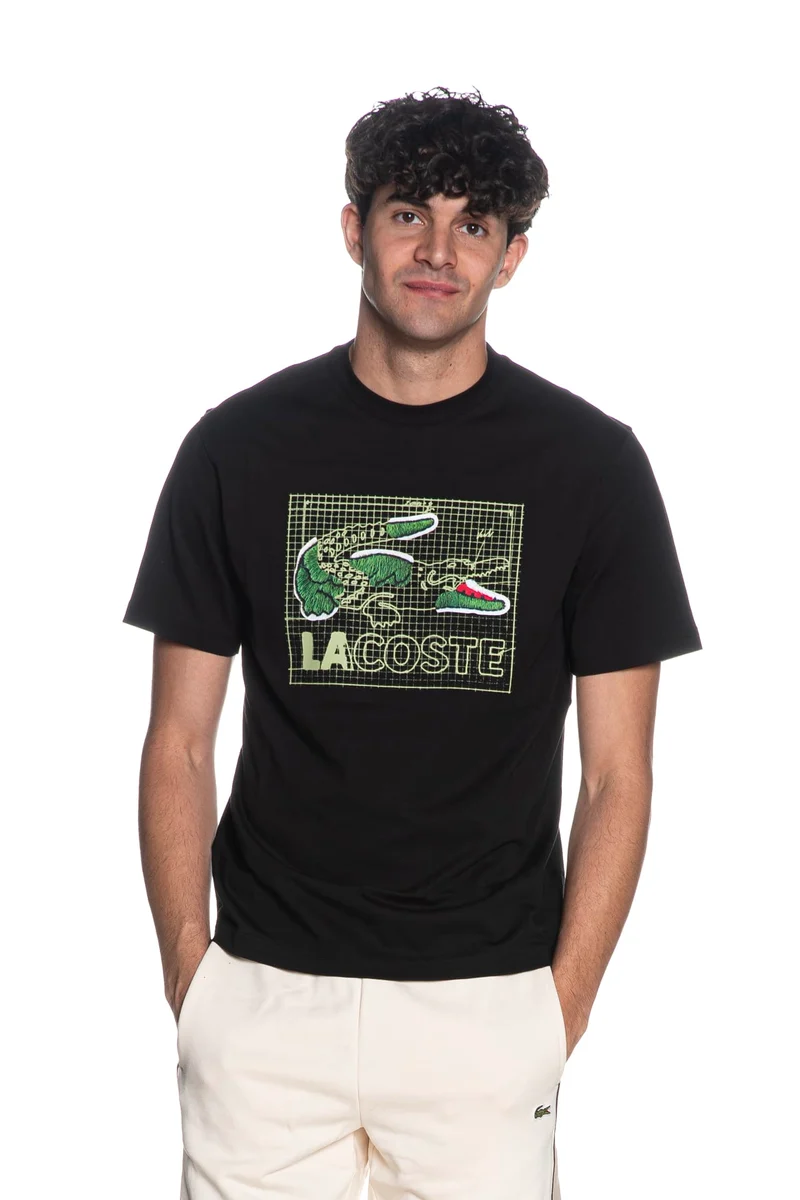 T Shirt Lacoste Th144 Da Uomo Nera