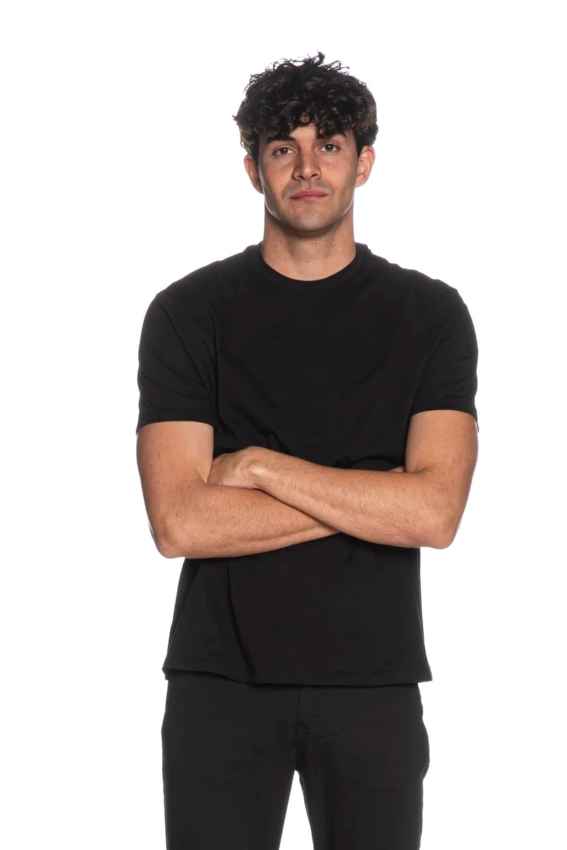 T Shirt Armani Exchange Embossed Lett Da Uomo Nera