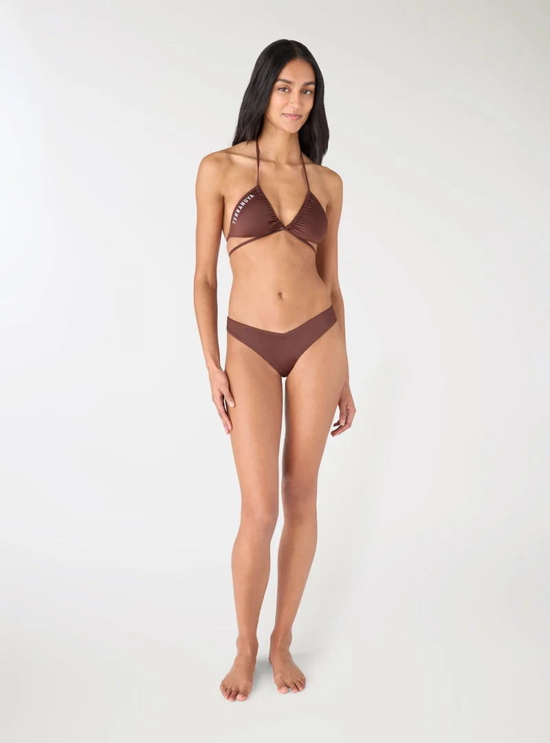Slip bikini brasiliana a V con logo