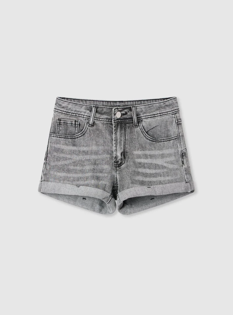 Shorts jeans con applicazioni a stella