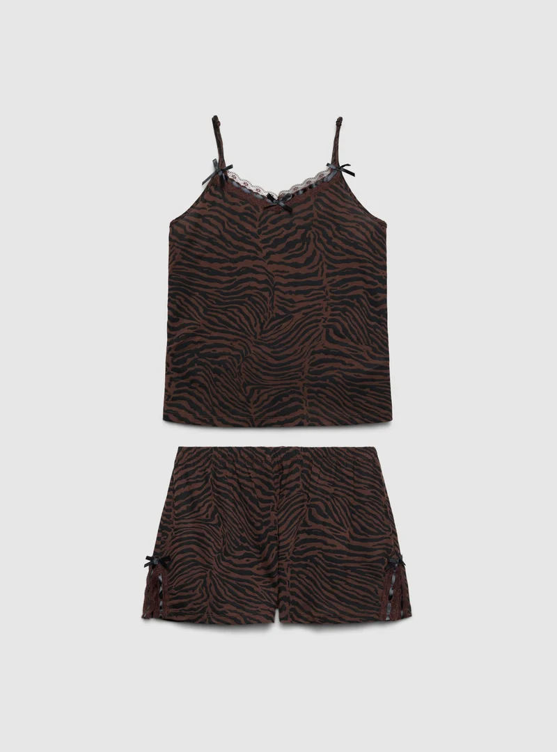 Set pigiama canotta e shorts animalier
