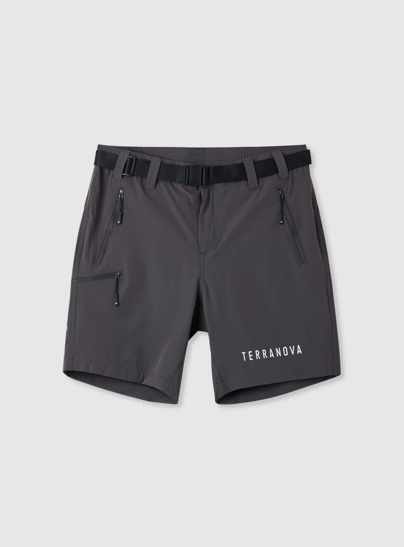 Pantaloncini trekking tinta unita con cintura e tasche zip