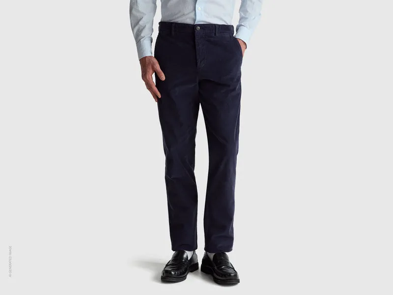 Pantaloni slim fit in velluto stretch