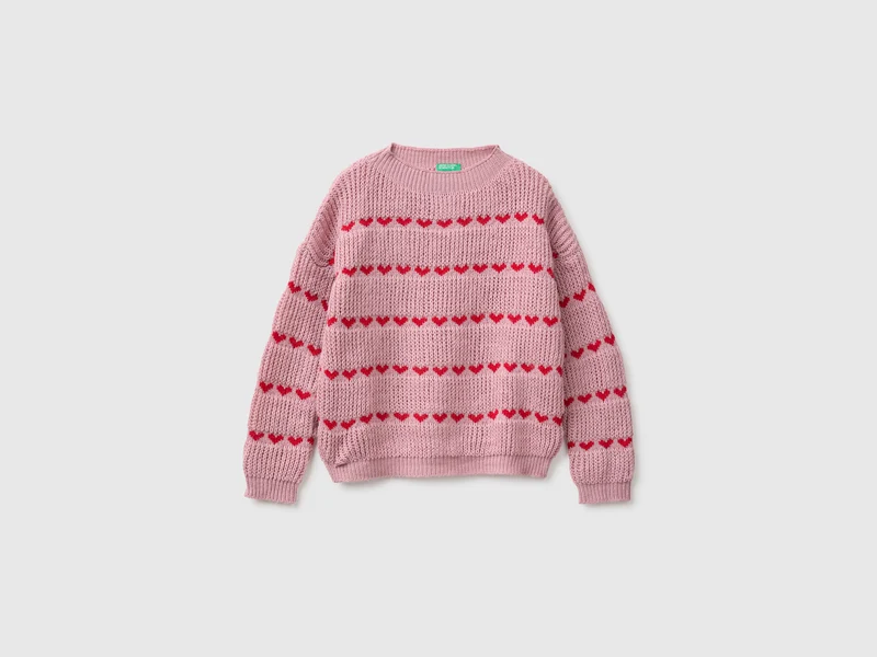 Maglia con righe di cuori
