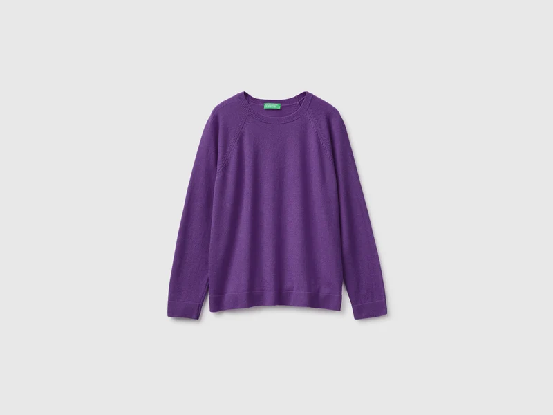 Maglia girocollo viola in misto lana e cashmere