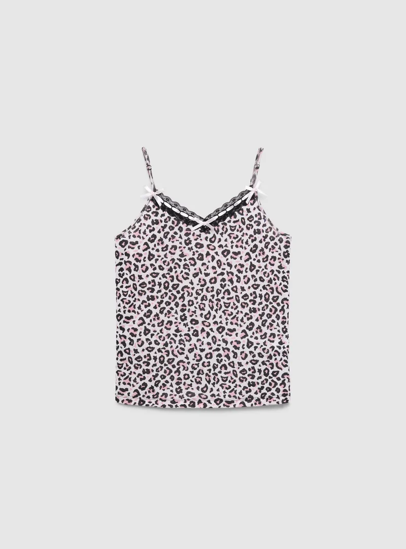 Set pigiama canotta e shorts animalier