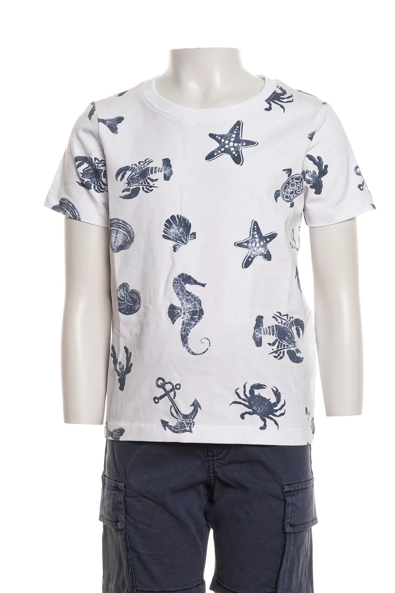 T Shirt Name It Fille Da Bambino Bianca Blu Navy