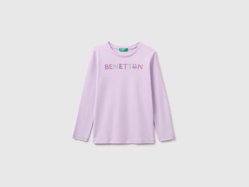 T-shirt manica lunga con stampa glitter
