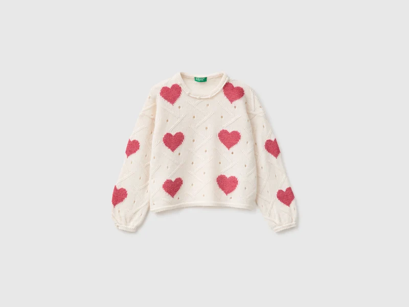Maglia con intarsio cuori