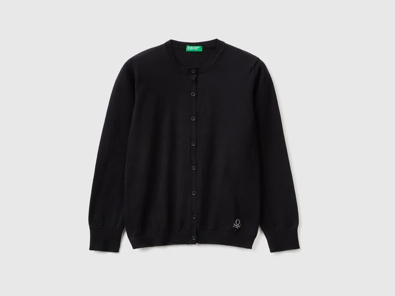 Cardigan girocollo in misto cotone