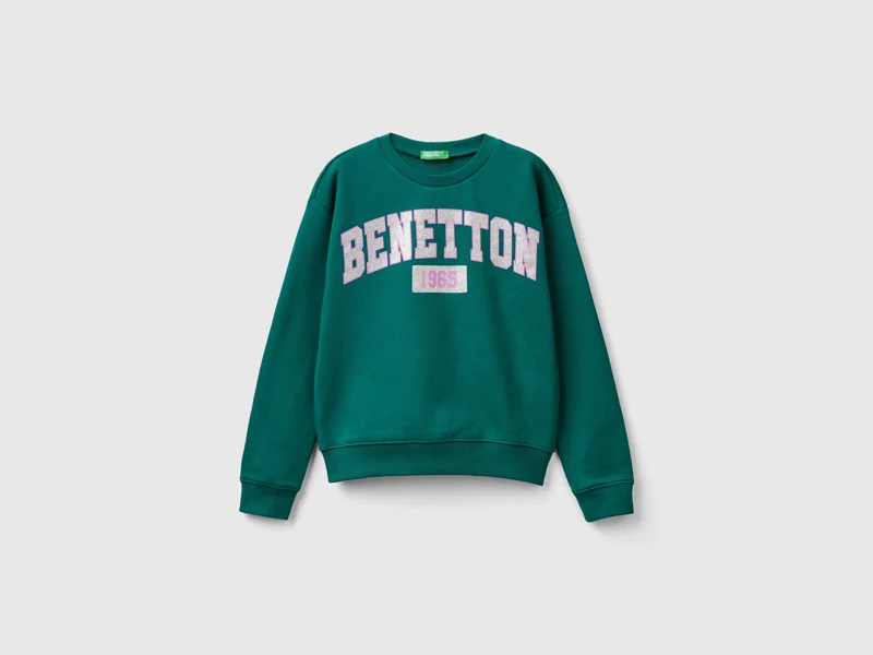 Felpa 100% cotone con logo glitter