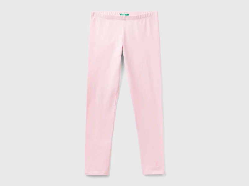 Leggings in cotone stretch con logo
