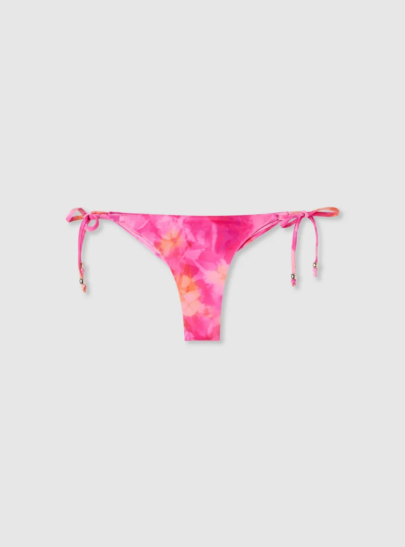 Slip bikini brasiliana con lacci e stampa sfumata