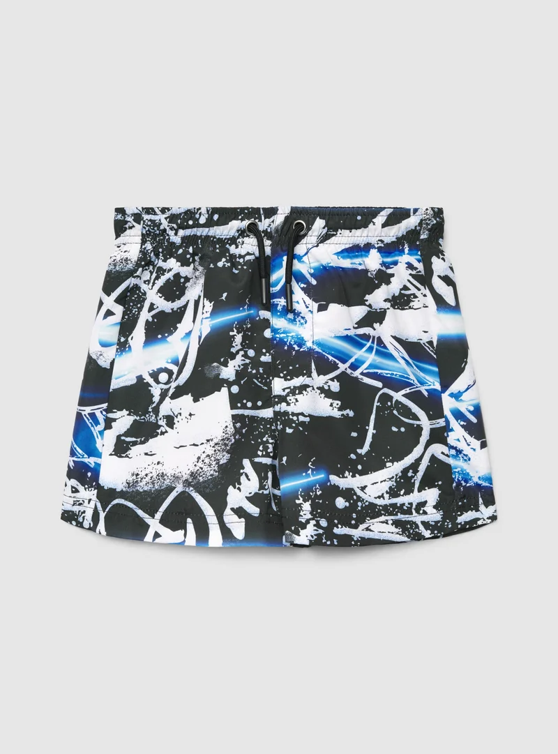 Boxer mare con stampa graffiti
