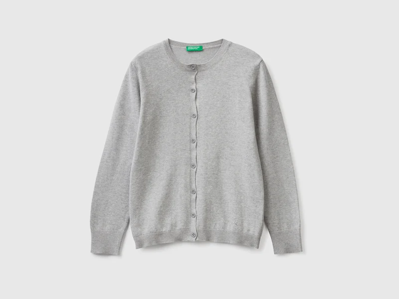 Cardigan girocollo in misto cotone