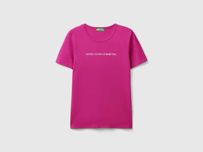 T-shirt 100% cotone con stampa logo glitter