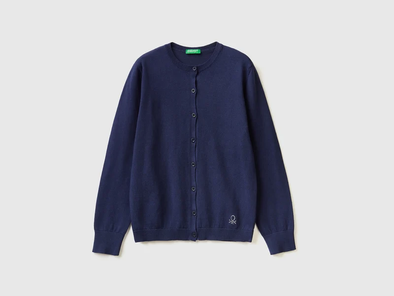 Cardigan girocollo in misto cotone