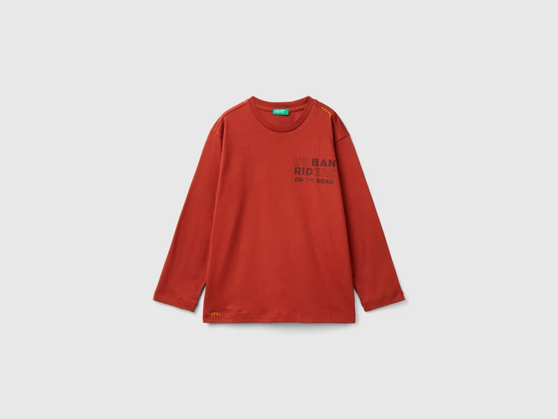 T-shirt in caldo cotone con stampa slogan