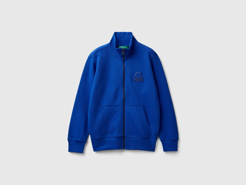 Felpa con zip in puro cotone