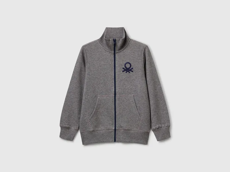 Felpa con zip in puro cotone