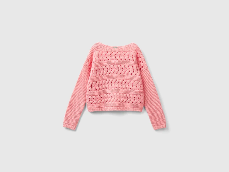 Maglia con trecce in misto lana