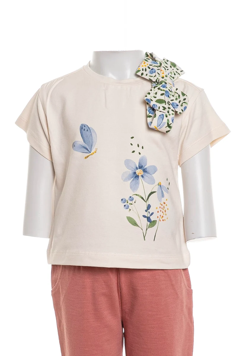 Completo Set Mayoral Butterfly Berries Tee Da Bambina Panna