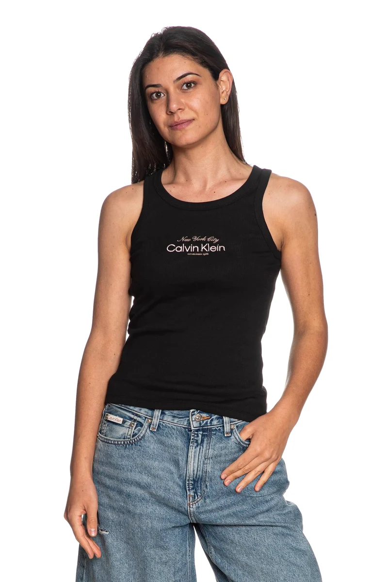 Canotta Calvin Klein Contour Rib Graphic Da Donna Nera