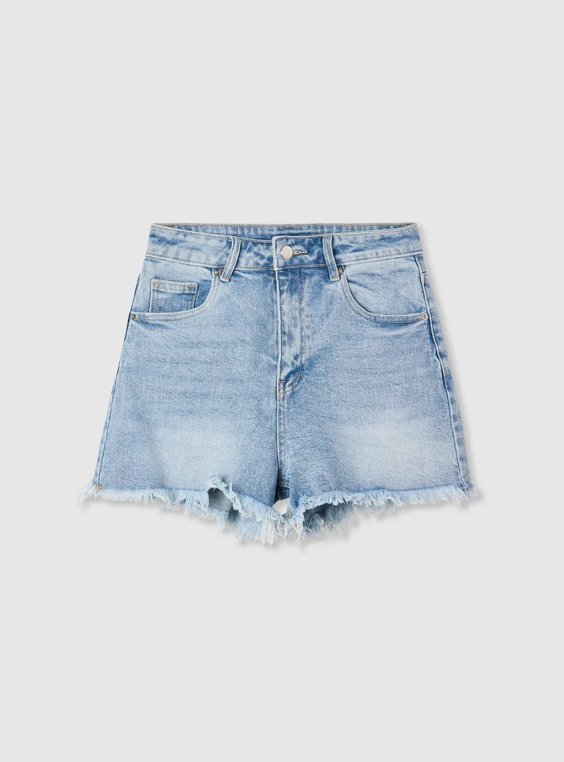 Shorts jeans con applicazioni a stella