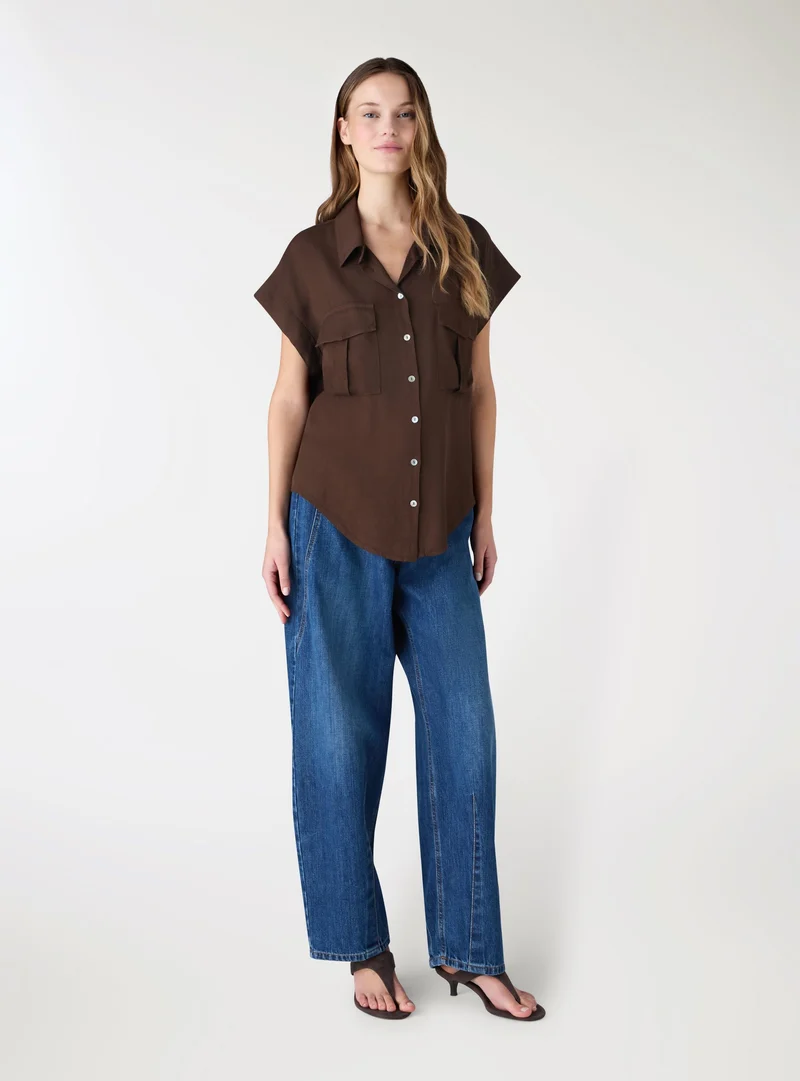 Jeans barrel con coulisse in vita