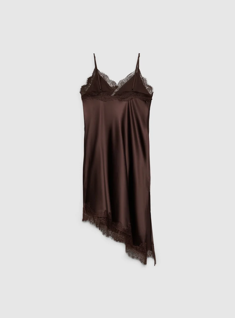 Vestito lungo lingerie con dettagli in pizzo