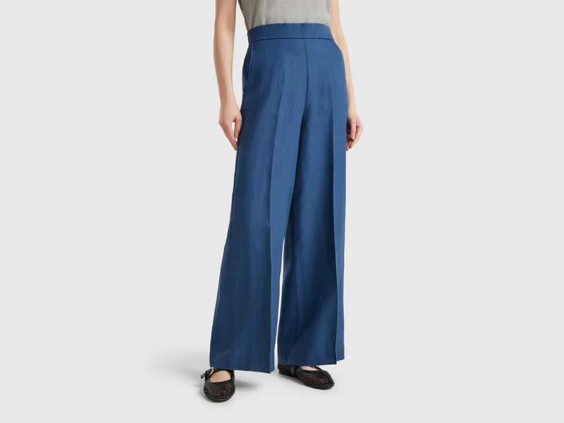 Pantaloni palazzo in 100% lino