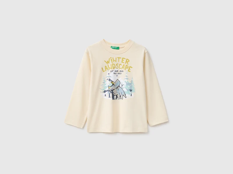 T-shirt con stampa in caldo cotone