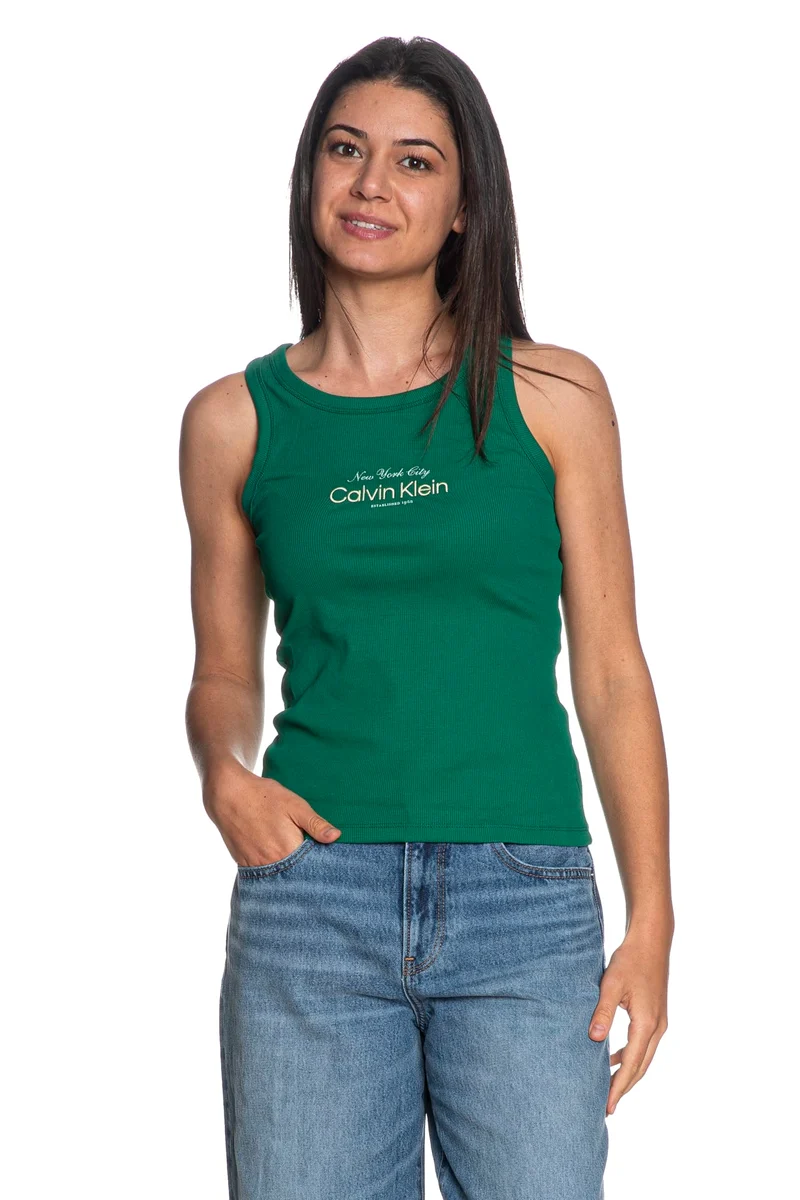 Canotta Calvin Klein Contour Rib Graphic Da Donna Verd Bandiera