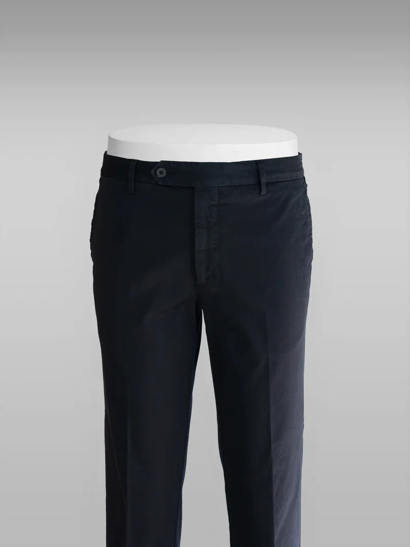 Dark blue cotton supima sport trousers with flaps SUMMER