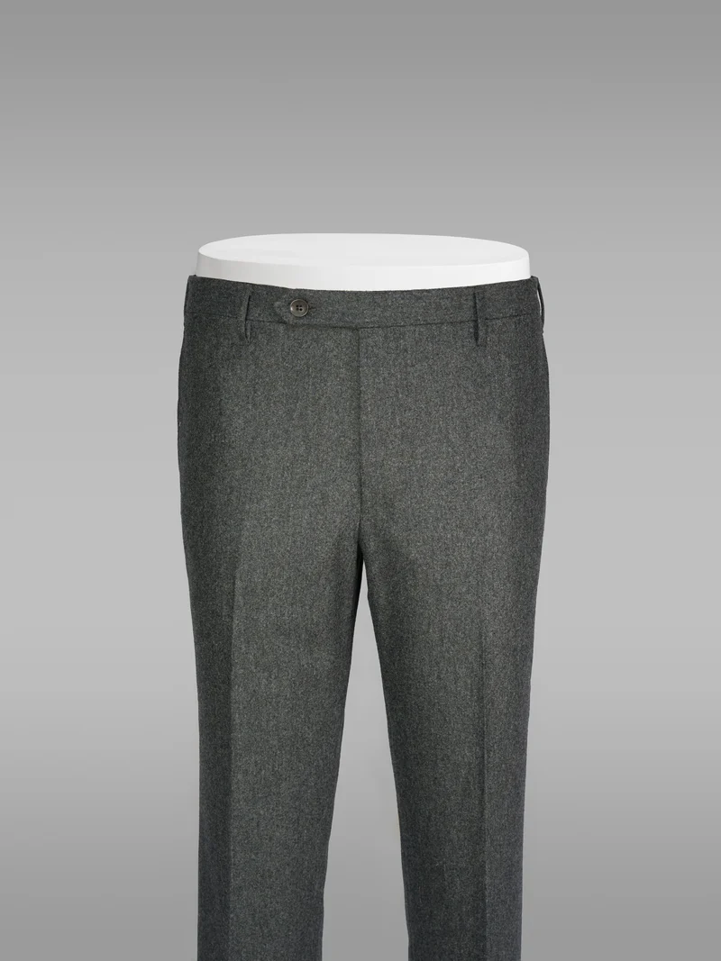 Medium grey flannel regular fit trousers