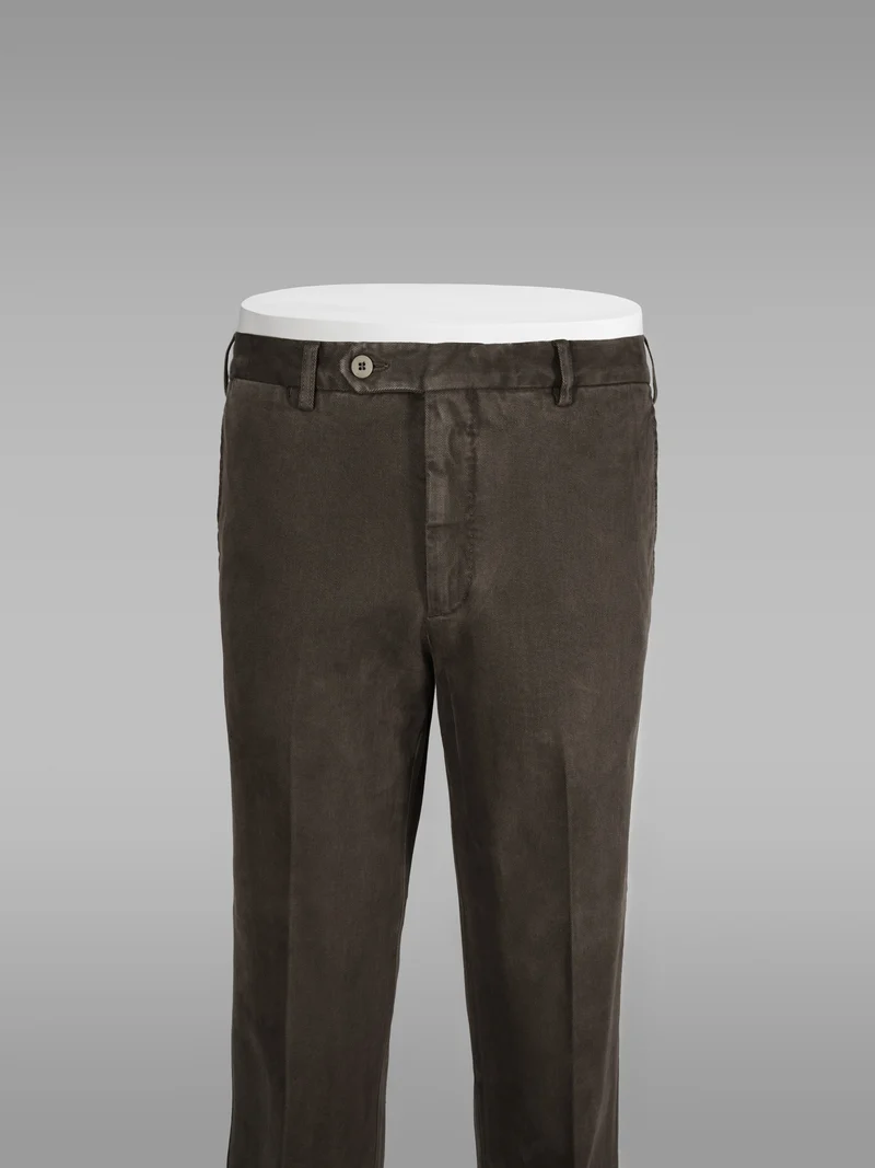 Brown cotton elastan sport trousers