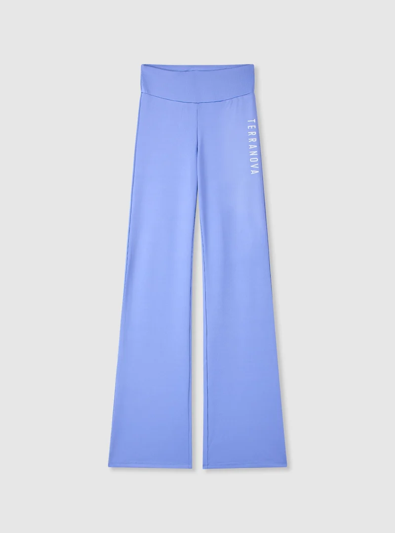 Leggings sportivi lunghi a zampa con scritta
