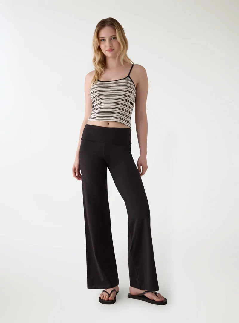 Leggings wide leg a tinta unita