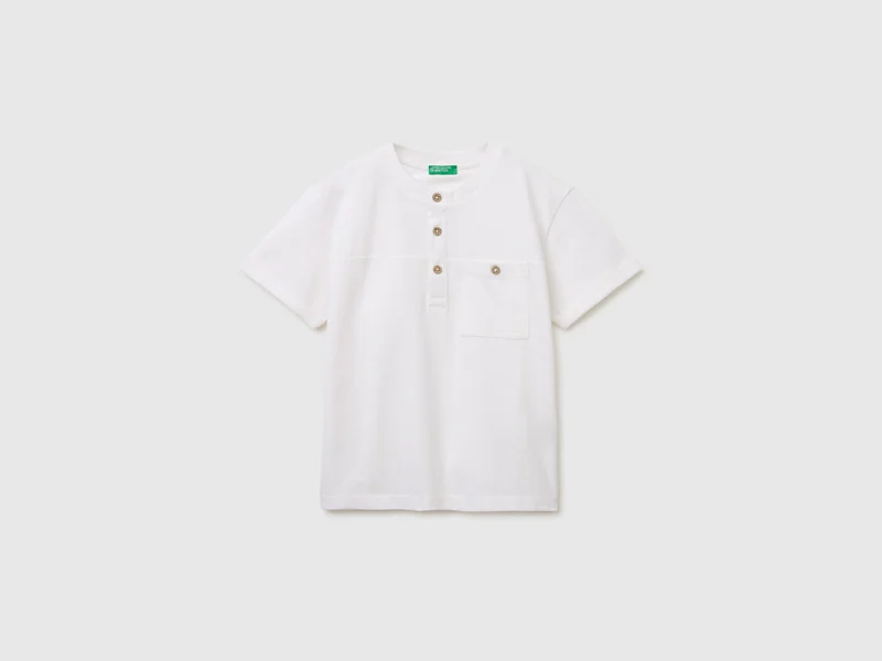 T-shirt serafino in misto lino