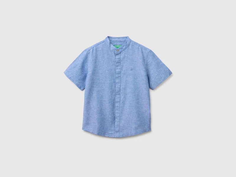Camicia manica corta in misto lino