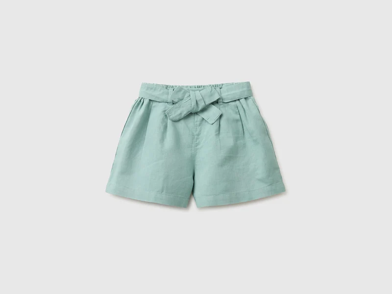 Shorts con fusciacca in misto lino