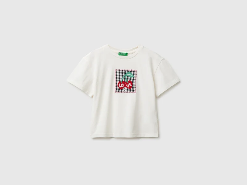 T-shirt con patch vichy